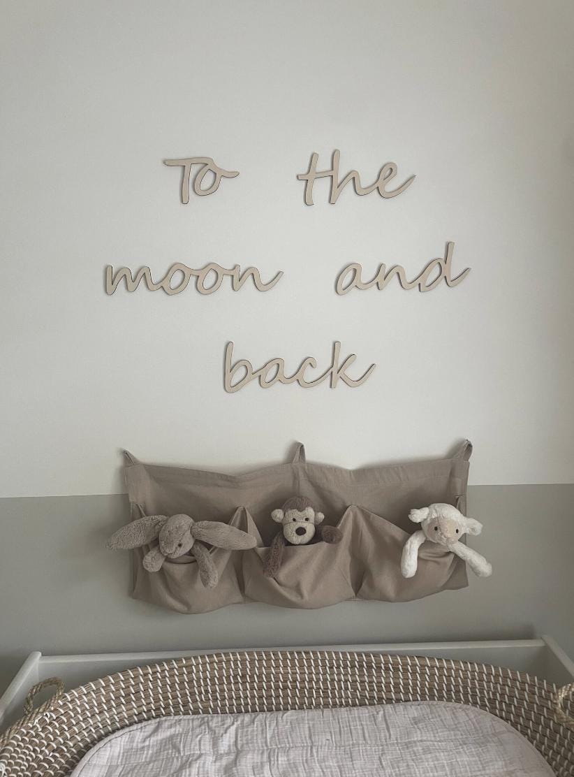 To The Moon And Back Wall Words, Wooden Nursery Wall Decor, Wooden Wall Words, Nursery Quote, Kids Bedroom Decor, Nursery Wall Art