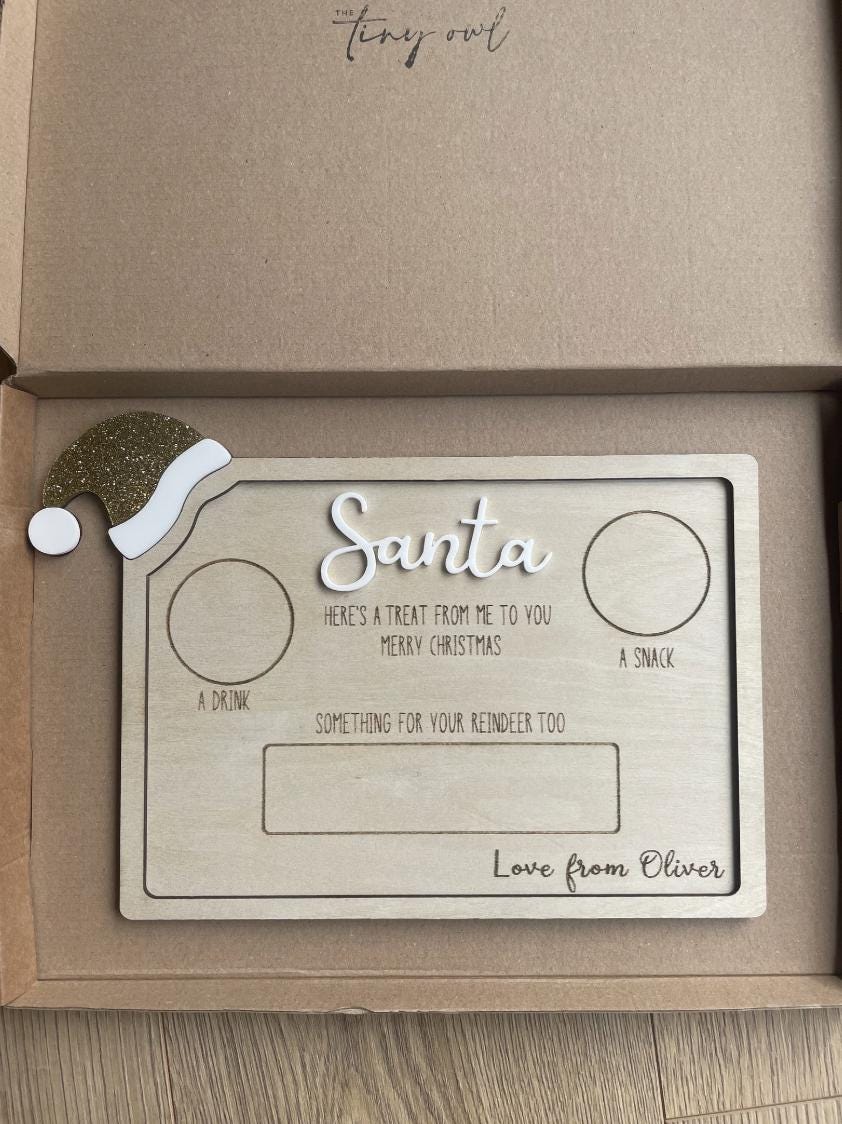 Personalised Santa Treat Board, Santa Snack Board, Christmas Eve Board, Santa Tray, Reindeer Treat Board, Christmas Keepsake