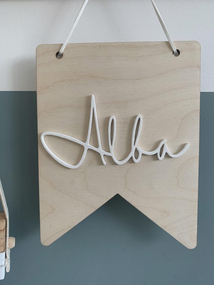 Personalised Nursery Flag, Wooden Name Flag, Nursery Name Sign, Wooden Wall Hanging, Kids Bedroom Decor, Baby Name Plaque