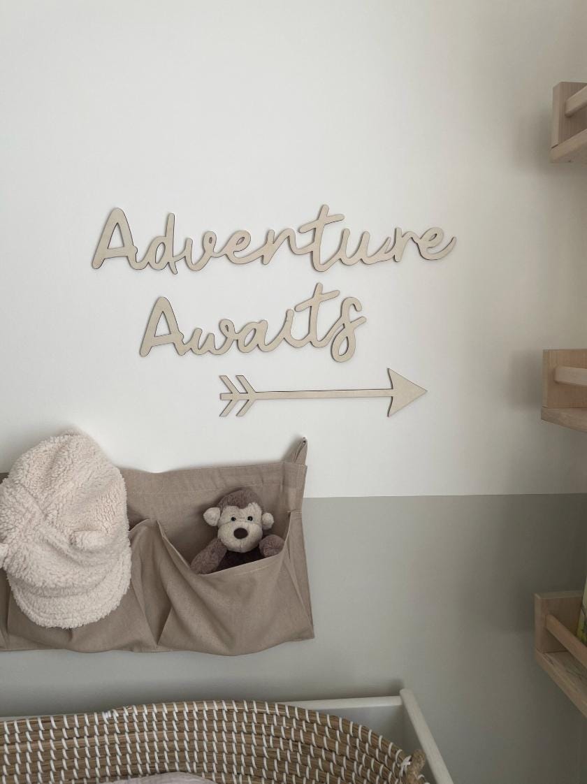 Adventure Awaits Wall Words, Wooden Nursery Wall Decor, Wooden Wall Words, Nursery Quote, Kids Bedroom Decor, Adventure Nursery