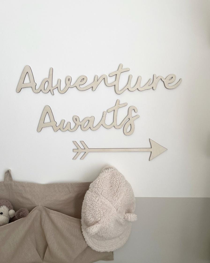 Adventure Awaits Wall Words, Wooden Nursery Wall Decor, Wooden Wall Words, Nursery Quote, Kids Bedroom Decor, Adventure Nursery