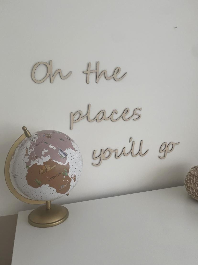Oh The Places You'll Go Wall Words, Wooden Nursery Wall Decor, Nursery Quote, Wooden Wall Words, Kids Bedroom Decor, Nursery Wall Art