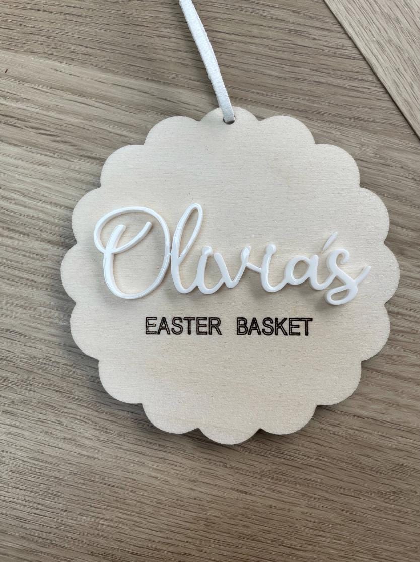 Personalised Easter Basket Tag, Wooden Easter Basket Plaque, Easter Crate Tag, Bunny Basket Sign, Easter Name Tag, Easter Basket Decoration