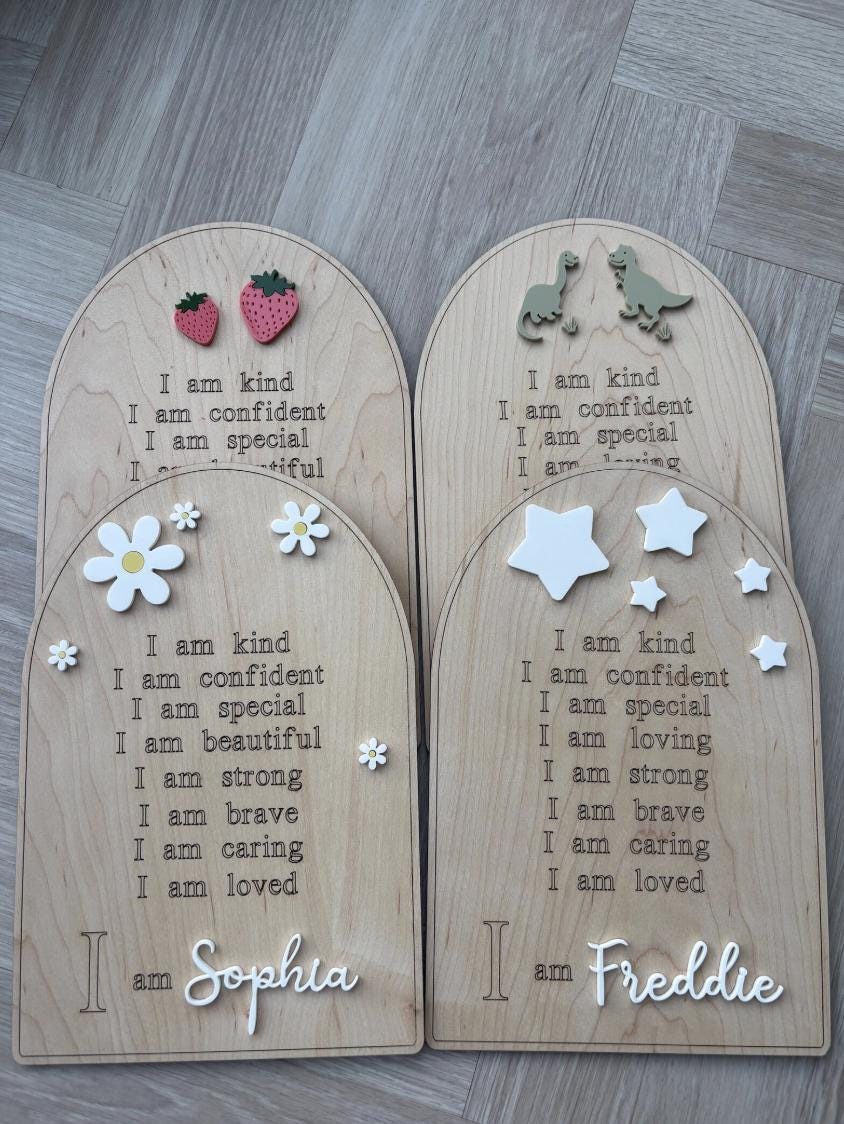 Personalised Affirmation Plaque, Positive Affirmation Sign, Kids Bedroom Decor, Nursery Decor, Personalised Name Sign, Daily Affirmations