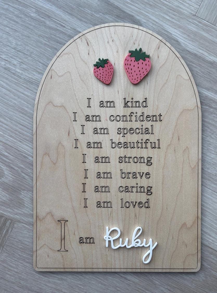 Personalised Affirmation Plaque, Positive Affirmation Sign, Kids Bedroom Decor, Nursery Decor, Personalised Name Sign, Daily Affirmations