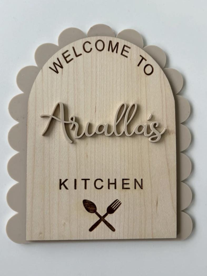 Personalised Play Kitchen Sign, Wooden Playroom Sign, Kids Kitchen Decor, Pretend Play Sign, Wooden Shop Sign, Montessori Play Decor