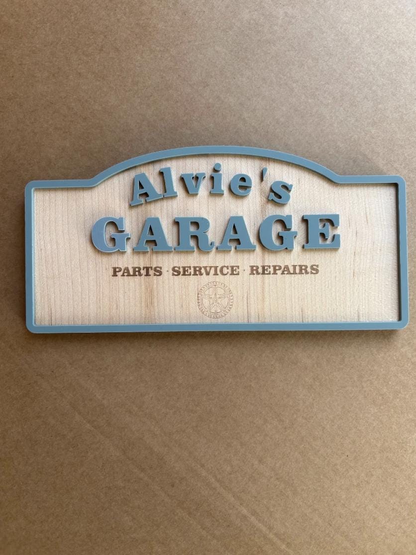 Personalised Toy Car Garage Sign Wood Acrylic Name Plaque, Custom Playroom Wall Decor, Toddler Boy Bedroom Decoration, Car Lover Kid Gift