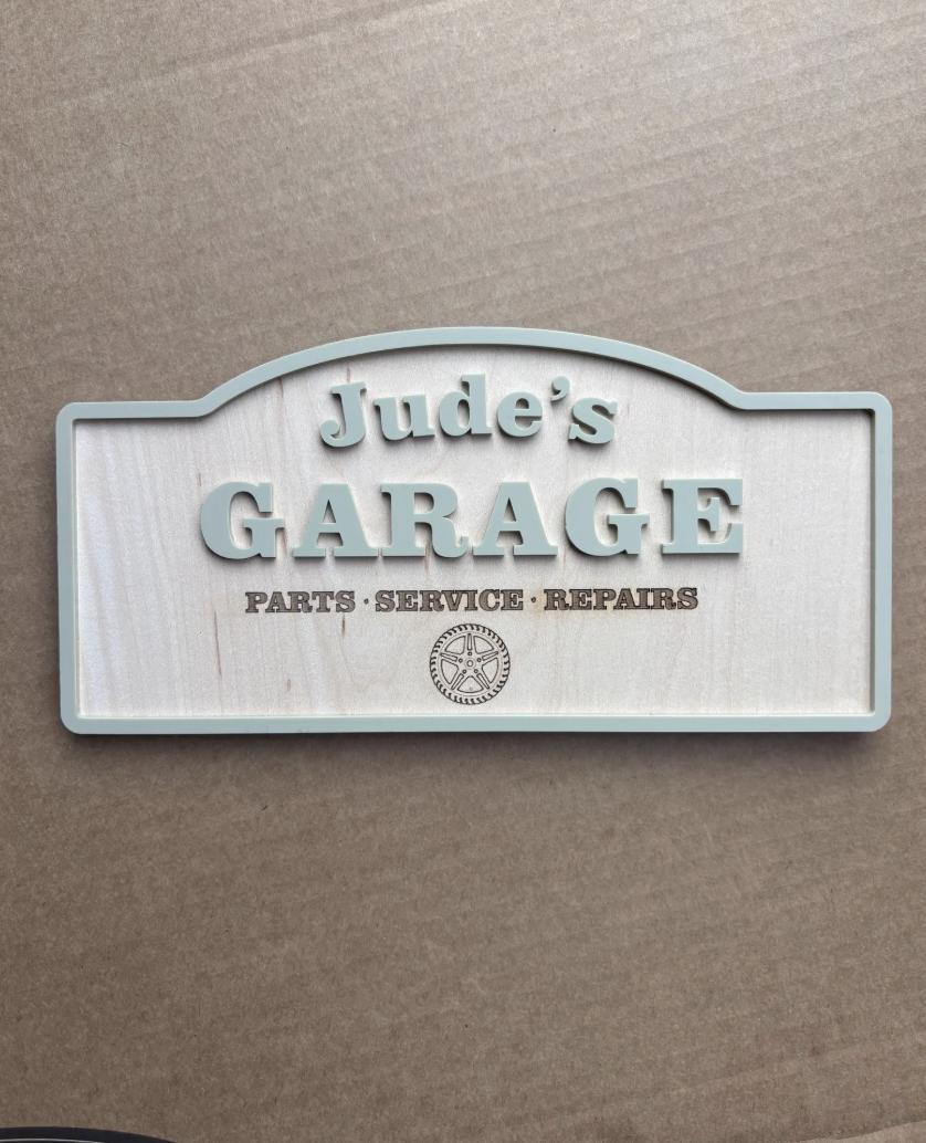 Personalised Toy Car Garage Sign Wood Acrylic Name Plaque, Custom Playroom Wall Decor, Toddler Boy Bedroom Decoration, Car Lover Kid Gift