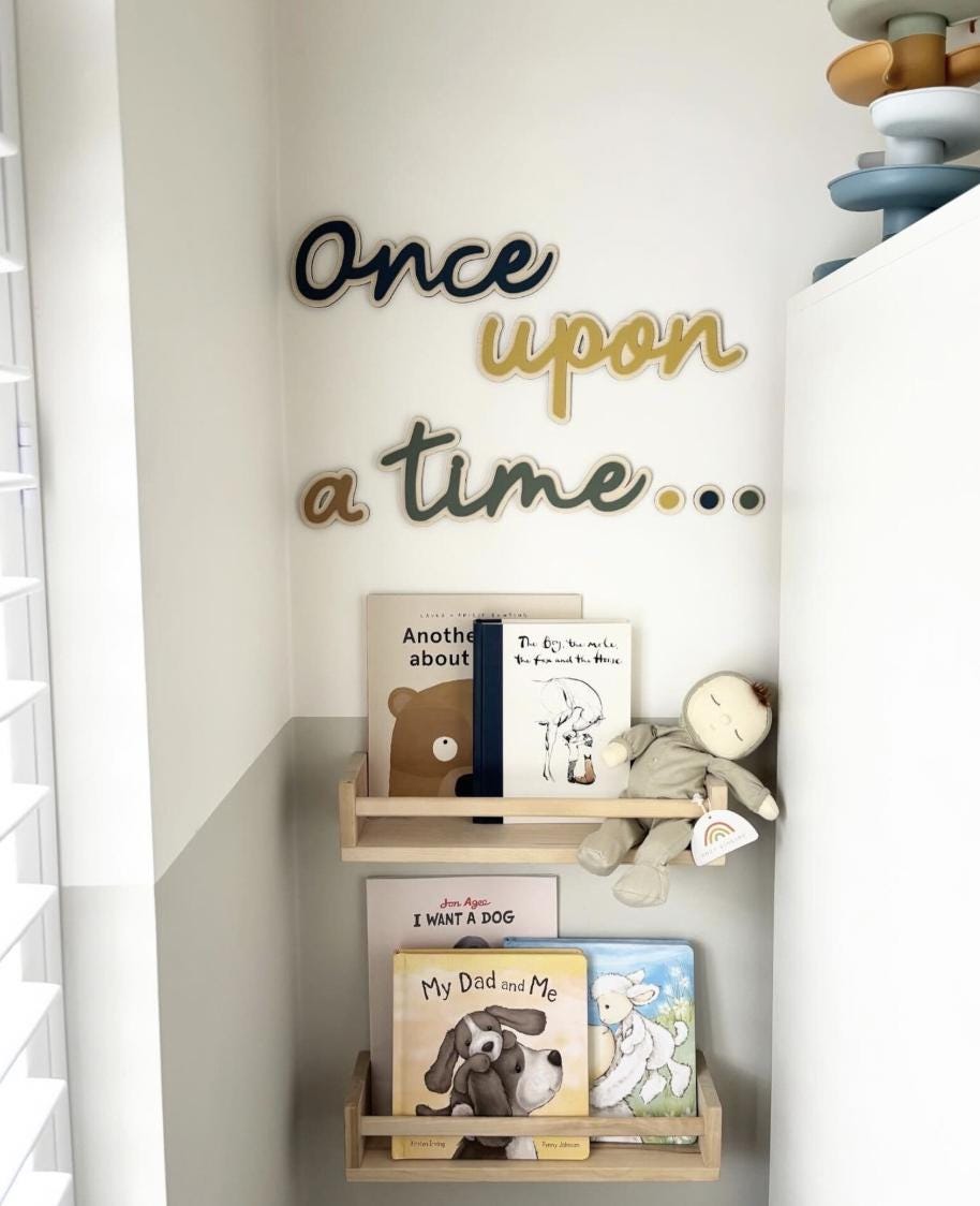 Once Upon A Time Wall Decor, Wooden Nursery Wall Words, Nursery Wall Art, Storytime Decor, Reading Corner Decor, Kids Bedroom Decor